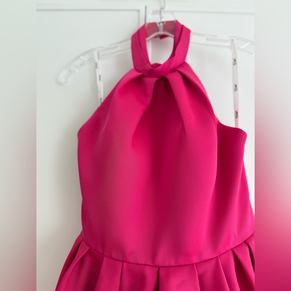 Mac Duggal High Nech Sleeveless Bubble Hem Mini Dress Fuchsia Size 2 - Picture 7 of 17
